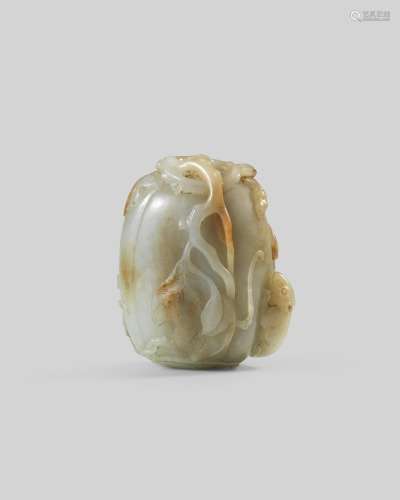 A CHINESE CELADON JADE CARVING OF A MELON