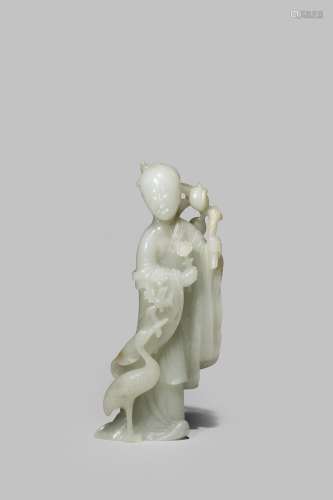 A GOOD CHINESE PALE CELADON JADE MODEL OF MAGU