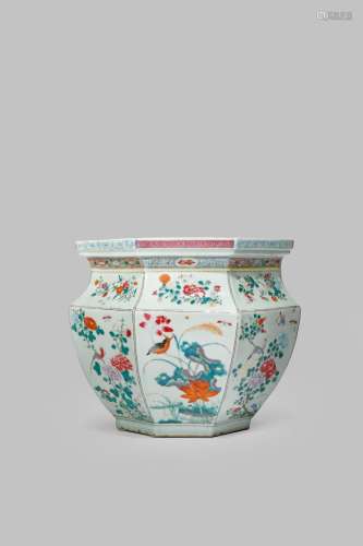 A CHINESE FAMILLE ROSE OCTAGONAL JARDINIERE