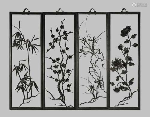 A SET OF FOUR CHINESE IRON PICTURES, TIEHUA