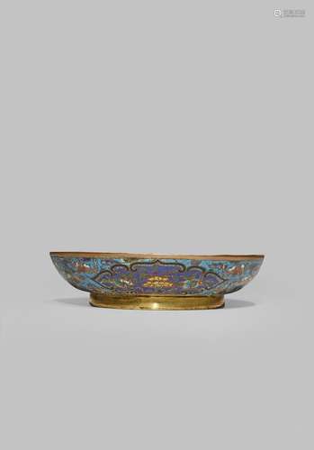 A HEAVILY CAST CHINESE CLOISONNE DISH