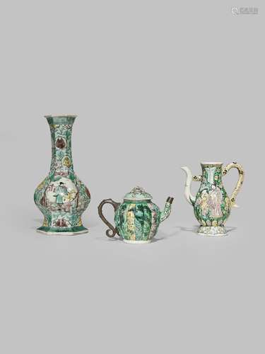 THREE CHINESE FAMILLE VERTE VESSELS