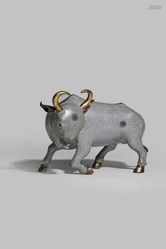 A CHINESE CLOISONNE FIGURE OF A BULL