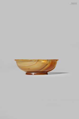 A CHINESE AGATE OVAL BOWL