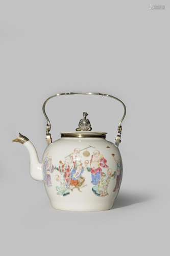 A CHINESE FAMILLE ROSE TEAPOT AND COVER