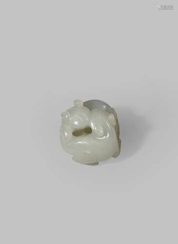 *A SMALL CHINESE PALE CELADON JADE CARVING OF TWO CATS