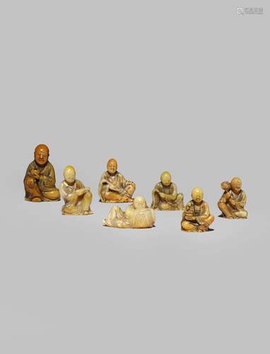 SEVEN CHINESE SOAPSTONE FIGURES