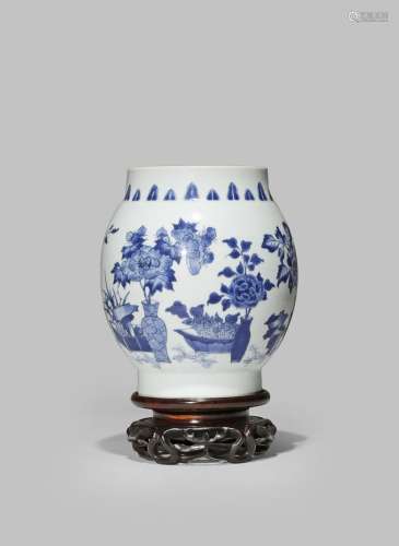 A CHINESE BLUE AND WHITE OVOID VASE