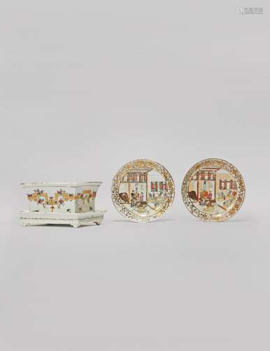TWO CHINESE FAMILLE ROSE SAUCERS