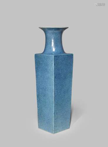 A LARGE CHINESE SQUARE-SECTION ROBIN'S EGG GLAZED VASE