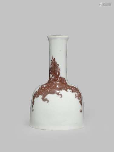 A RARE CHINESE UNDERGLAZE RED MALLET VASE