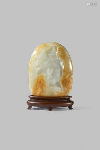 A CHINESE PALE CELADON JADE BOULDER CARVING