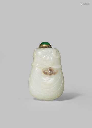 *A CHINESE PALE CELADON JADE 'WUFU' SNUFF BOTTLE