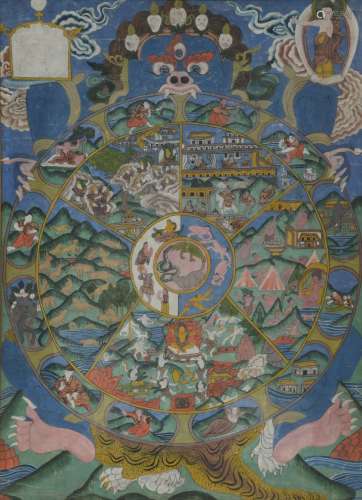 A 19thC Tibetan tanka, 42 x 58,5 cm
