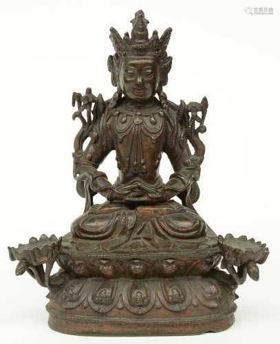 An Oriental bronze Buddha, H 22 cm