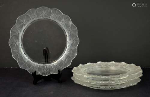 Four Lalique  Crystal Honfleur Plates
