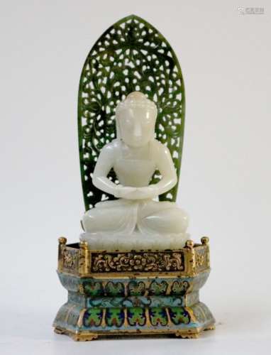 Chinese White Jade Buddha Figure