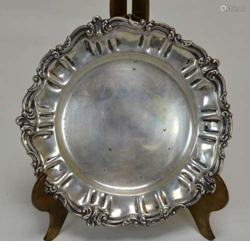 Sterling Silver Dish with Scrolling Rim