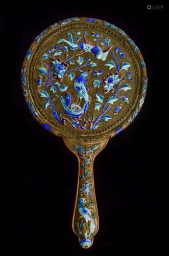 Chinese Antique Enameled Hand Mirror