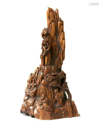 Chinese Carved Wood Boulder