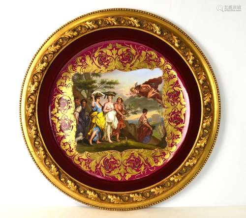 Vienna  Framed Round Porcelain Plaque