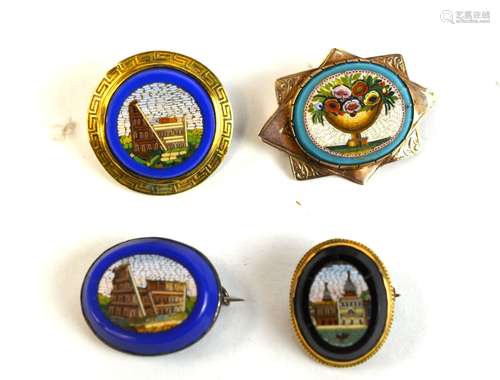 Four Gold/silver Micro Mosaic Pins