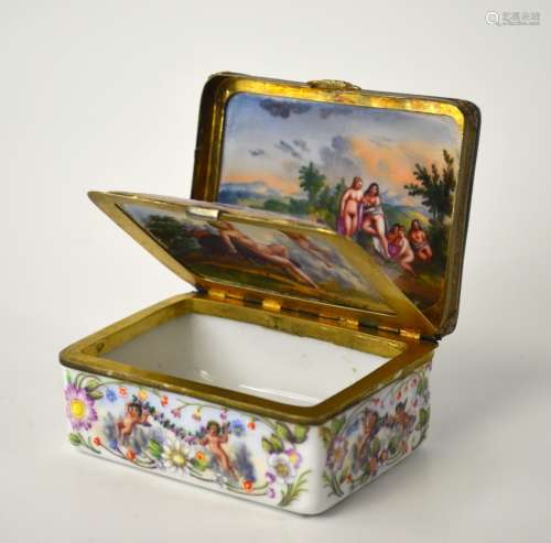 German Antique Exotic Enamel Box w Hidden Comp