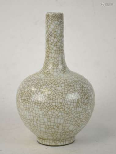 Chinese Celadon Crackle Bottle Vase
