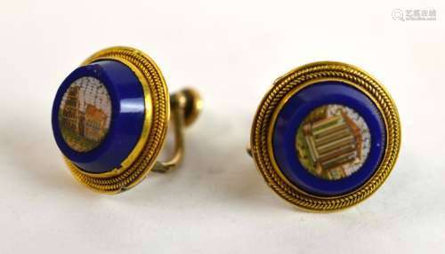 Pr Gold, Lapis & Mirco Mosaic Earrings