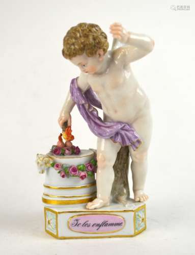 Meissen Cupid with Flaming Heart