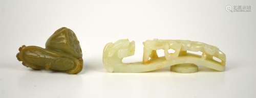 Two Jade Carvings of Buckle & Toggle
