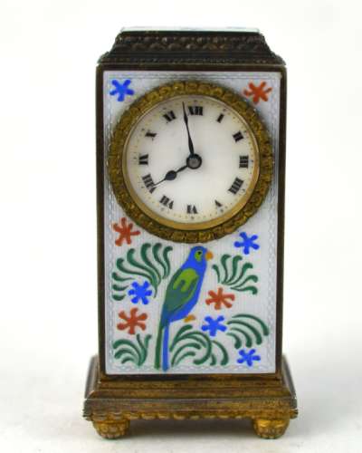 Zenith Miniature Sterling Silver Enamel Clock