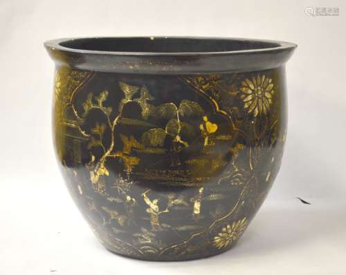 Large Chinese Lacquered Fish Bowl