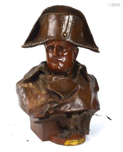 19th Cen. Bronze Napoleon Bust Signed & Dated