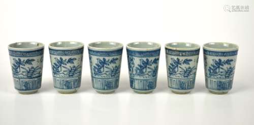 Six Chinese Blue & White Cups