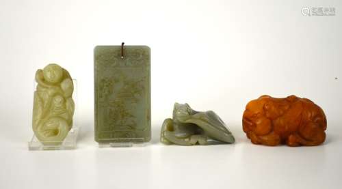 Four Chinese Jade & Soapstone Carvings