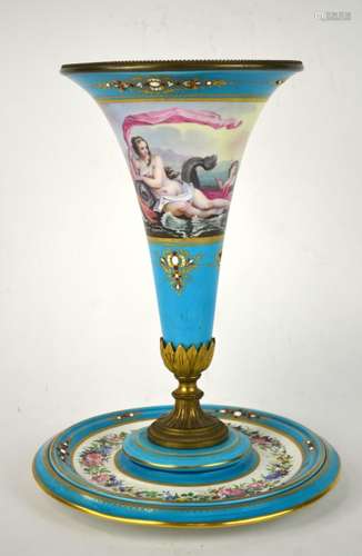 Sevre Turquoise Enamel & Jeweled Center Piece