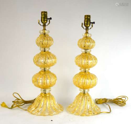 Pr Moranno Gold Flick Glass Lamps