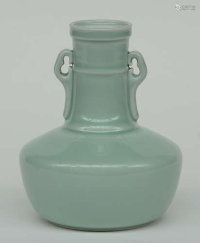 A Chinese celadon vase, marked Yongzheng, H 19 cm