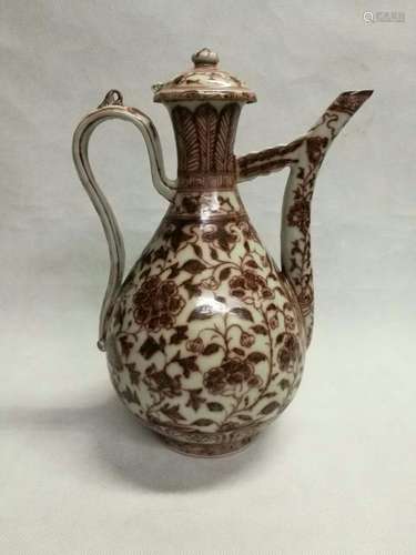 Chinese Copper Red Porcelain Wine Pot