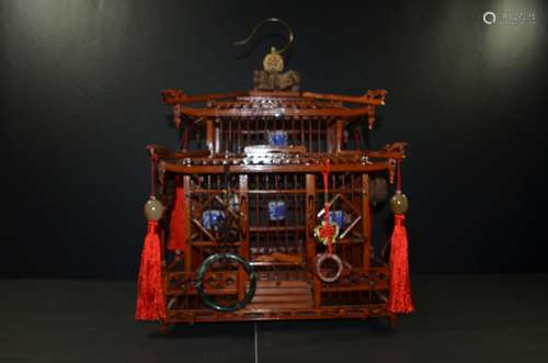 Rare Qing Dynasty, Chinese Wood Bird Cage