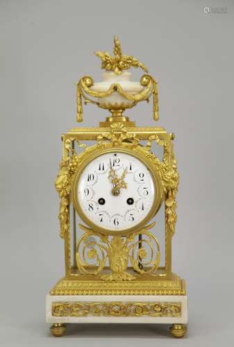 Large Dore Bronze Clock w/ Mounted Glass