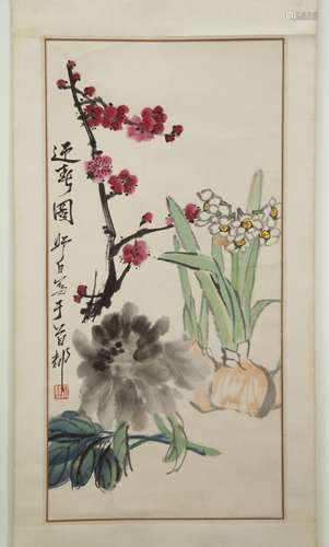 Chinese Flower Scroll Painting