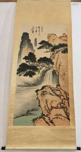 Chinese Ink/Color Scroll Painting, Marked