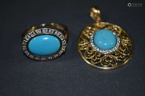 Chinese Turquoise Ring& Pendant