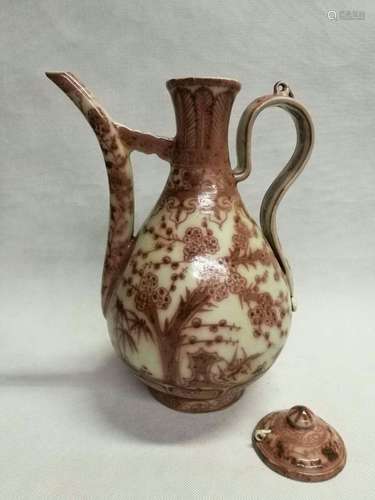 Chinese Copper Red Porcelain Wine Pot