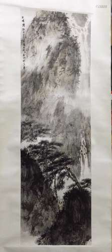 Chinese Ink Landscape Scroll Painting