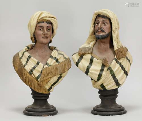 Pair of European Poltray Sculptures of Man & Woman