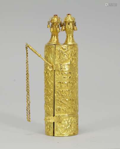 22K Gold Torah Cover w/ Pair of Finials & Torah