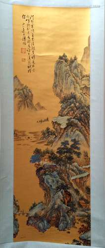 Chinese Landscape Scroll Painting, Fu,Ru